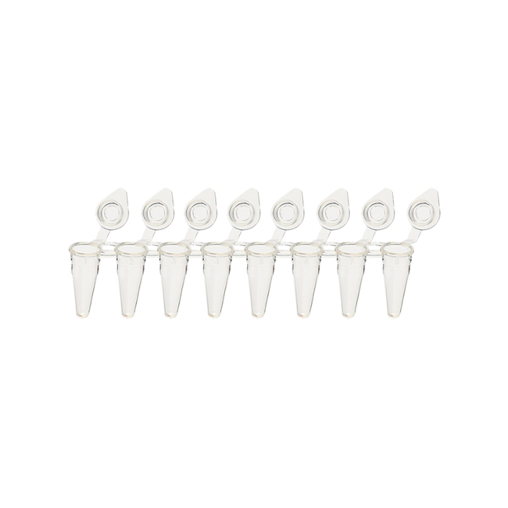 AmpliStar-II 8-Strip 0.1ml Low-Profile PCR Tubes, Attached Optical Flat Caps - 10x120