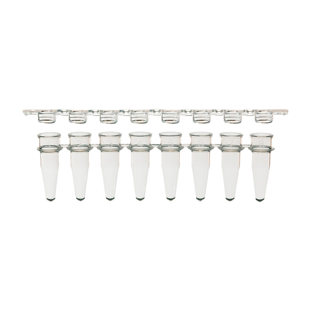 AmpliStar-II 8-Strip 0.2ml PCR Tubes and Optical Flat Caps - 10x125