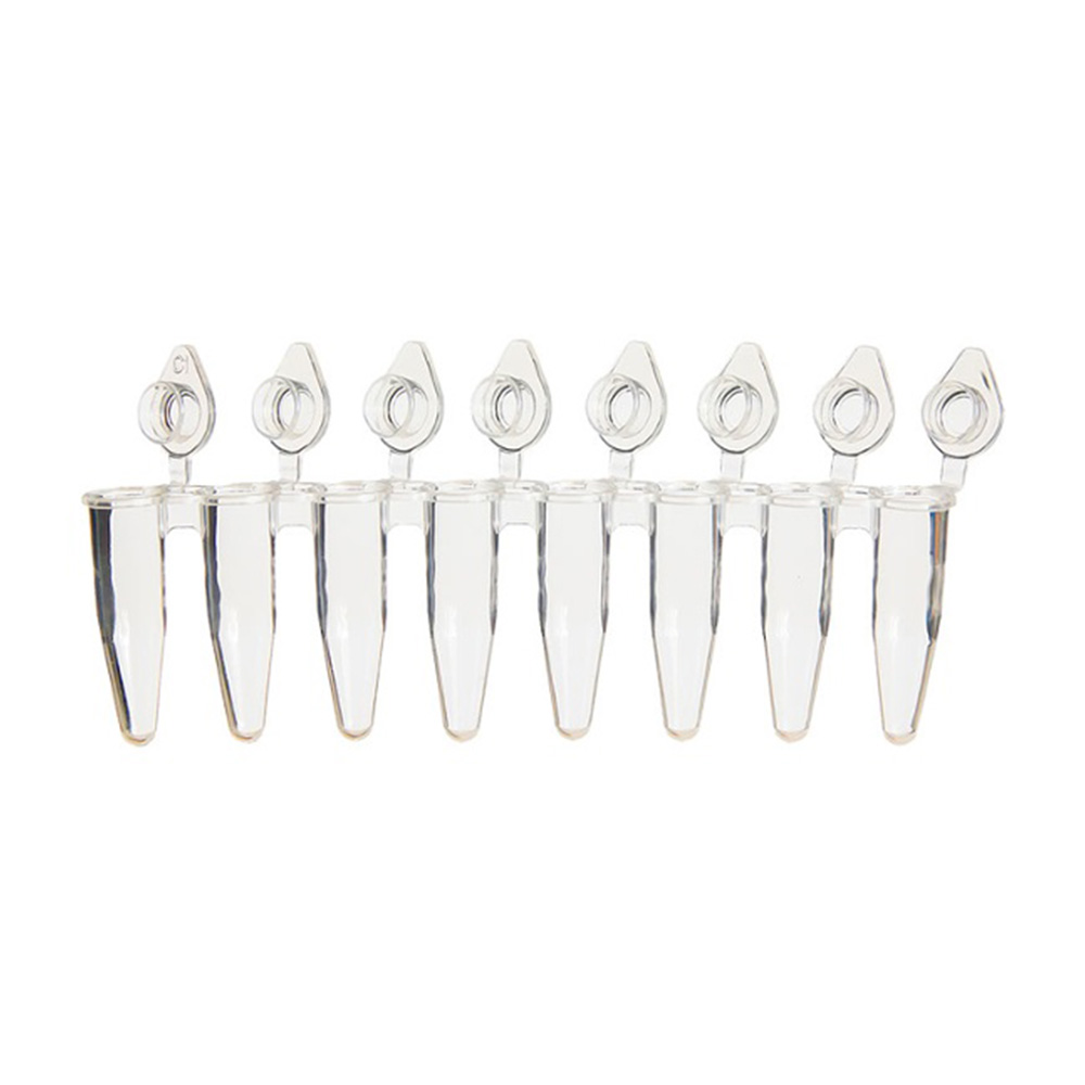 AmpliStar-II 8-Strip 0.2ml PCR Tubes, Attached Optical Flat Caps - 10x120