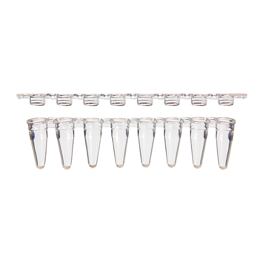 AmpliStar-II 8-Strip 0.1ml Low-Profile PCR Tubes and Optical Flat Caps - 10x125